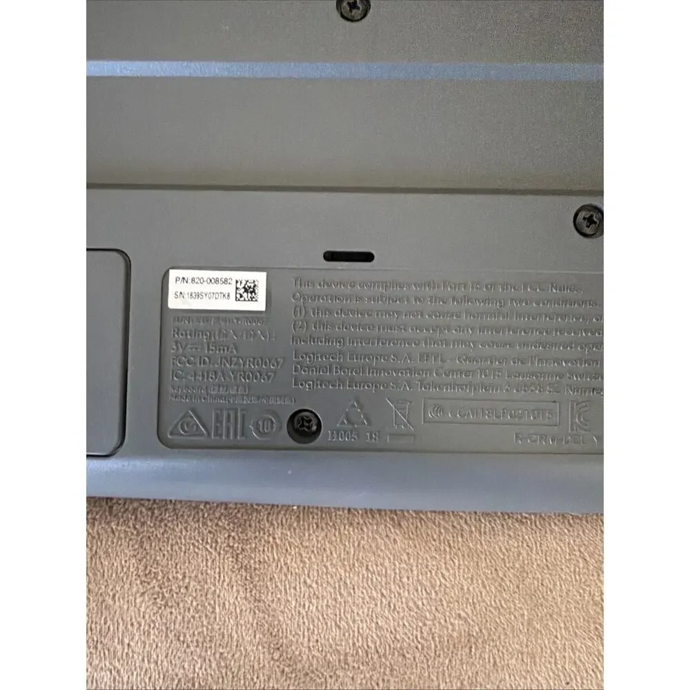 Logitech Keyboard 820-008582 and Mouse 810-005232 Bundle, Not Tested